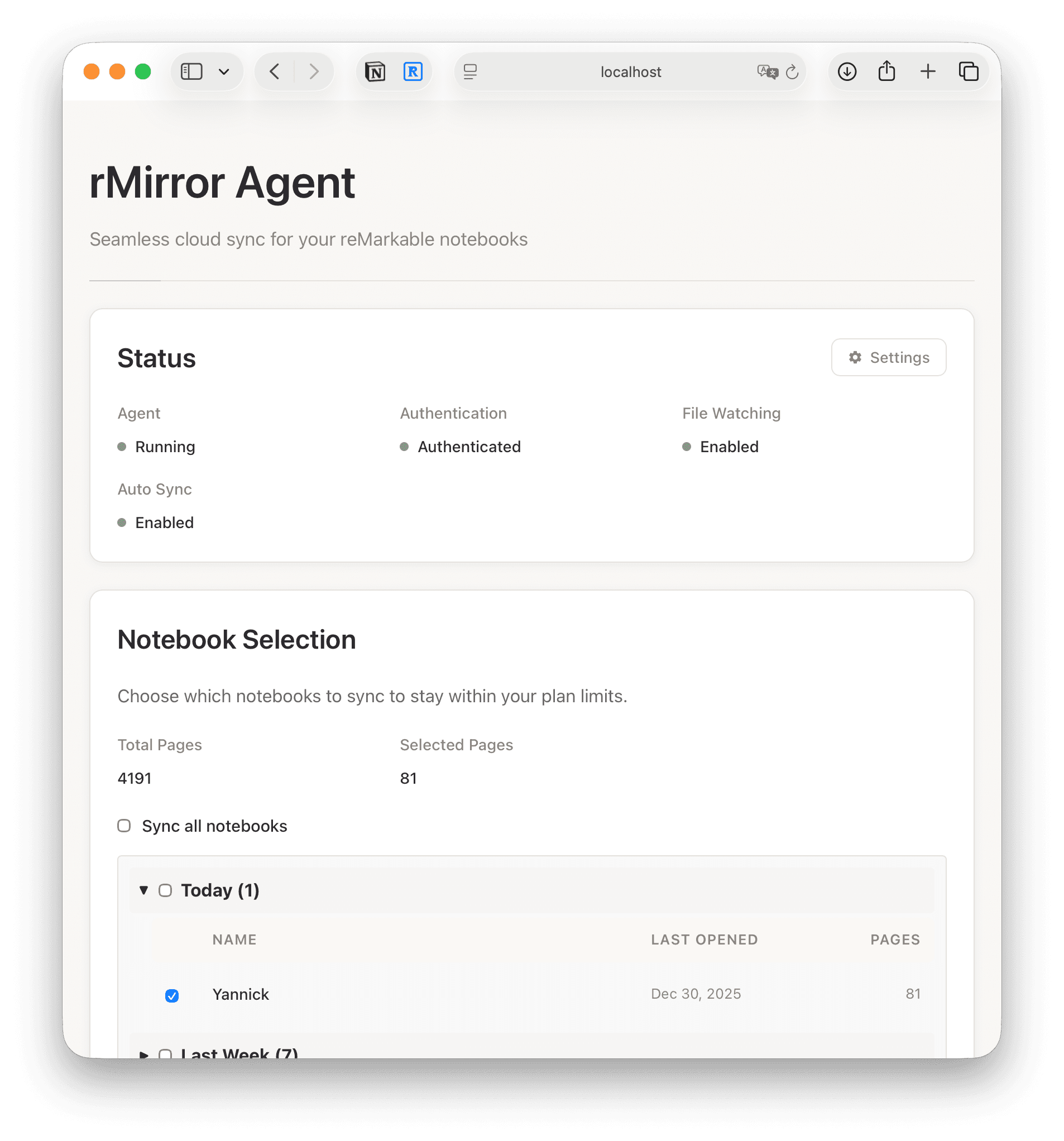 rMirror Agent Running